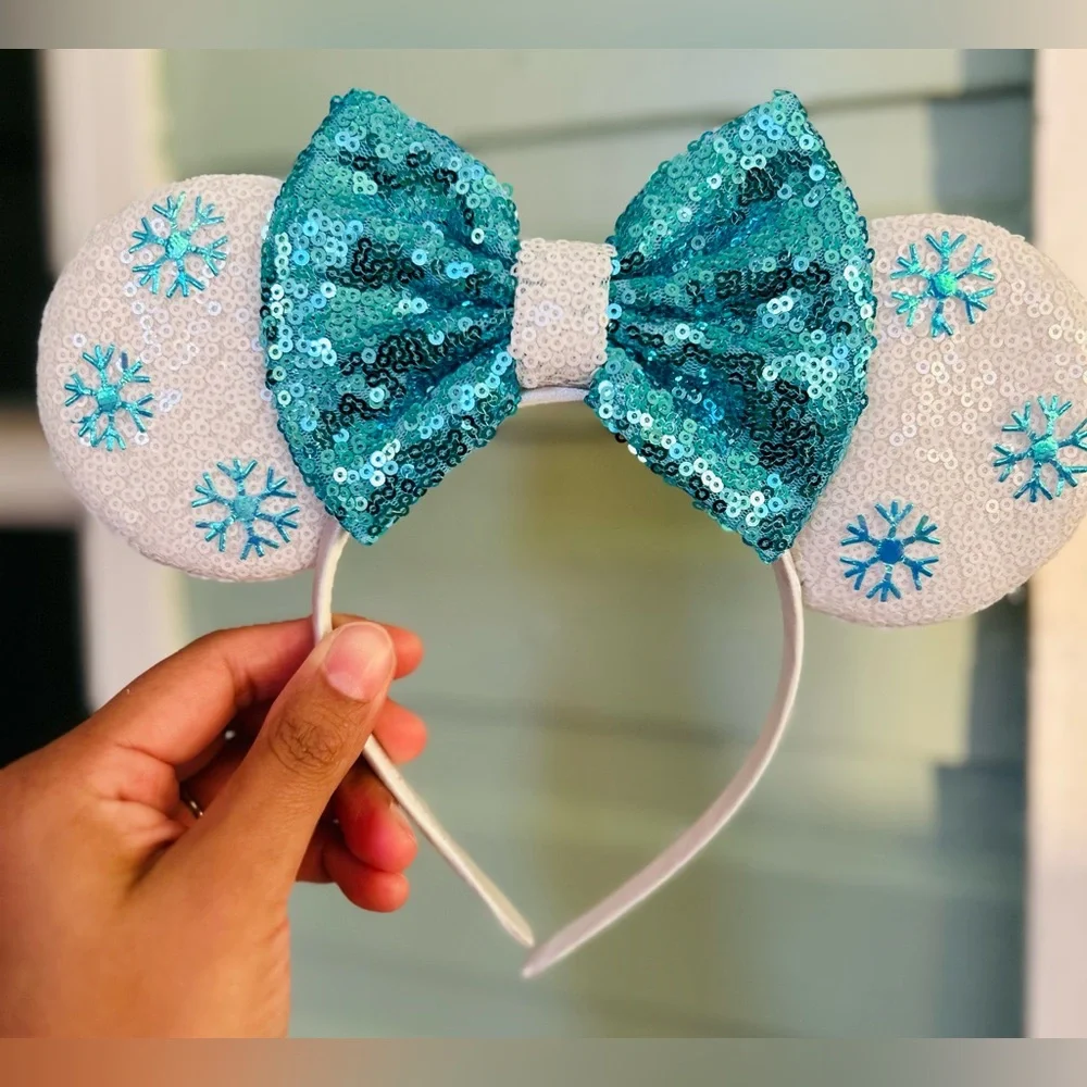 Set of Sequin Mouse Ear Headbands with Bows